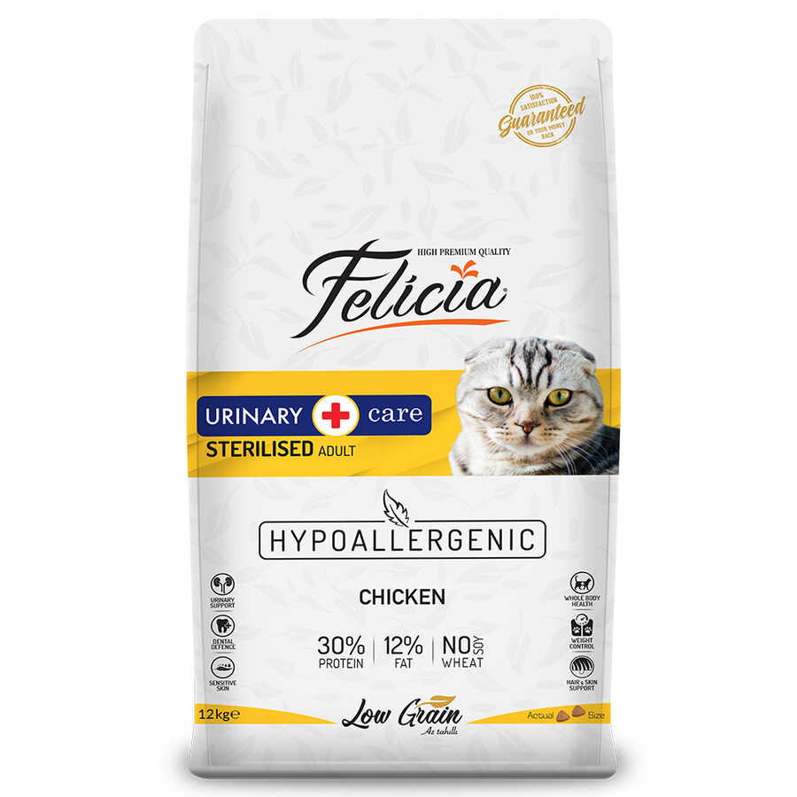 Felicia Az Tahıllı Sterilised Tavuklu HypoAllergenic Kedi Maması 12 kg
