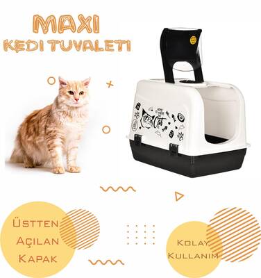 Shippo Maxi Lüx Kapalı Kedi Tuvaleti Beyaz